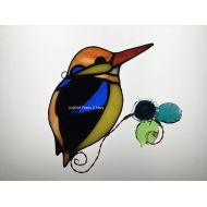 Robinsglassworld Black-backed Kingfisher Suncatcher in Stained Glass