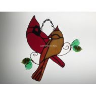 Robinsglassworld Cardinals Suncatcher in Stained Glass