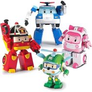 Robocar Poli 4 Pack Poli + Amber + Roy + Helly Transforming Robot Toys, 4