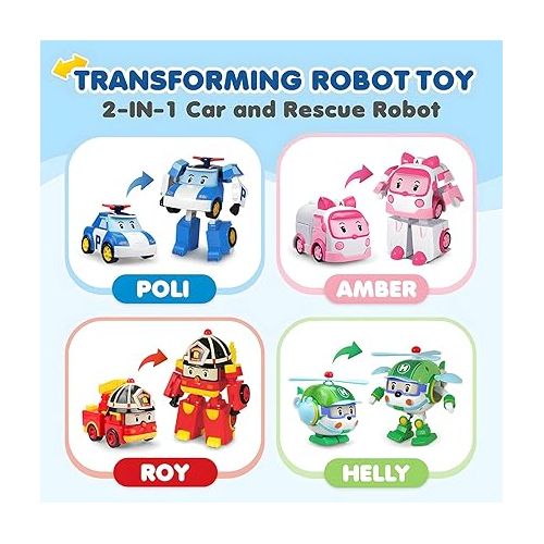  Robocar Poli [2 Pack Mark + Bucky Transforming Robot Toys, 4