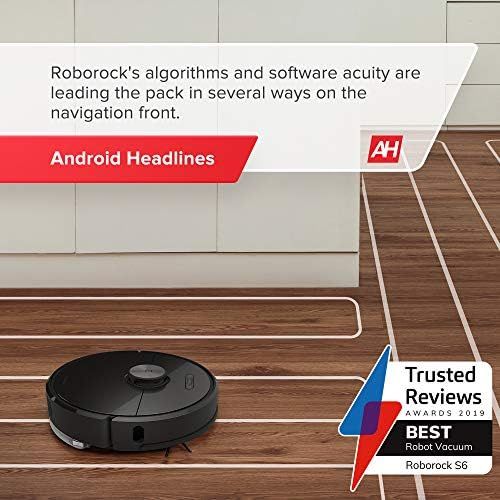  Roborock S6 Robot Vacuum, Robotic Vacuum Cleaner and Mop with Adaptive Routing, Selective Room Cleaning, Super Strong Suction, and Extra Long Battery Life, APP & Alexa Voice Contro