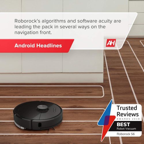  Roborock S6 Robot Vacuum, Robotic Vacuum Cleaner and Mop with Adaptive Routing, Selective Room Cleaning, Super Strong Suction, and Extra Long Battery Life, APP & Alexa Voice Contro