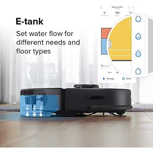  roborock S5MAX Saugroboter mit Wischfunktion, staubsauger Roboter mit Elektrischer Wassertank, Wisch-Sperrzonen, Laser-Navigation und selektive Zimmerreinigung, fuer Tierhaare und d