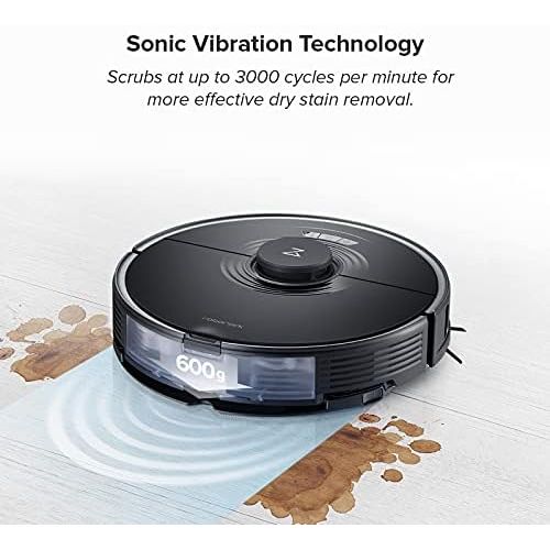  roborock S7+ Robot Vacuum and Sonic Mop with Self-Empty Dock, Stores up to 60-Days of Dust, Auto Lifting Mop, Ultrasonic Carpet Detection, 2500Pa Suction, Black