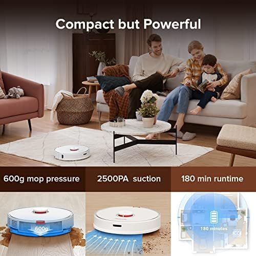  roborock S7 Robot Vacuum and Mop, 2500PA Suction & Sonic Mopping, Robotic Vacuum Cleaner with Multi-Level Mapping, Works with Alexa, Mop Floors and Vacuum Carpets in One Clean, Per