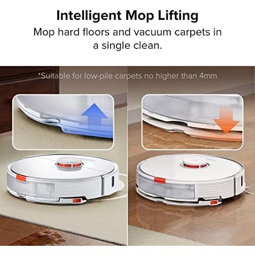  roborock S7 Robot Vacuum and Mop, 2500PA Suction & Sonic Mopping, Robotic Vacuum Cleaner with Multi-Level Mapping, Works with Alexa, Mop Floors and Vacuum Carpets in One Clean, Per