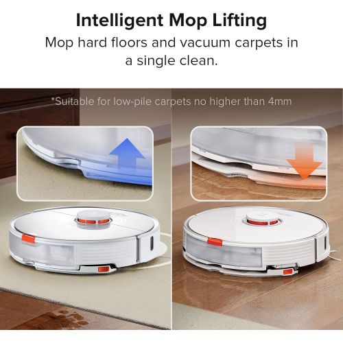  roborock S7 Robot Vacuum and Mop, 2500PA Suction & Sonic Mopping, Robotic Vacuum Cleaner with Multi-Level Mapping, Works with Alexa, Mop Floors and Vacuum Carpets in One Clean, Per