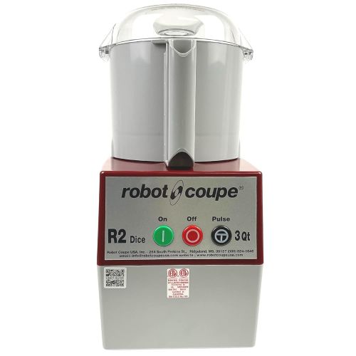  Robot Coupe R2 Dice Continuous Feed Combination Food Processor Dicer with 3-Quart Polycarbonate Bowl, Gray, 120-Volts