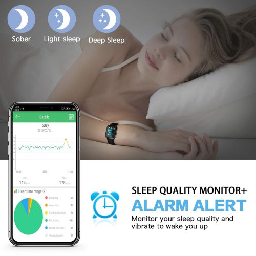  RobotsDeal H4 Smart Watch, Fitness Tracker Touch Screen with Heart Rate Sleep Monitor IP67 Waterproof Activity Watch with Calorie Counter & Pedometer, Stopwatch for Women Men