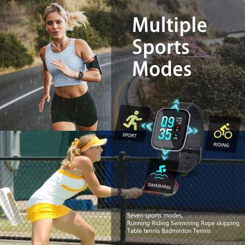  RobotsDeal H4 Smart Watch, Fitness Tracker Touch Screen with Heart Rate Sleep Monitor IP67 Waterproof Activity Watch with Calorie Counter & Pedometer, Stopwatch for Women Men