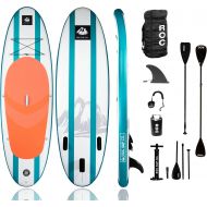 Roc Inflatable Stand Up Paddle Board with Premium sup Accessories & Backpack, Non-Slip Deck, Waterproof Bag, Leash, Paddle and Hand Pump.