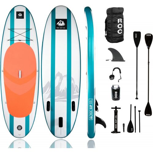  Roc Inflatable Stand Up Paddle Board with Premium sup Accessories & Backpack, Non-Slip Deck, Waterproof Bag, Leash, Paddle and Hand Pump.