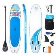 Roc WAVEY BOARD Inflatable Stand Up Paddle Board 6 Thick SUP Board PVC with Adjustable Paddle Backpack Pump and Bottom Fin for All Skill Levels Youth & Adult Surfboard Double Layer