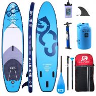 Roc DCS Inflatable Stand Up Paddle Board with 100% Full Carbon Fiber Adjustable Paddle Durable, Double Action Pump,106x32x6&10x30x6