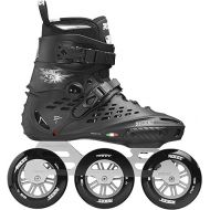 ROCES Men's X35 3X110 TIF Durable Adjustable Maneuverable Outdoor Urban 3 Wheel Freestyle Hard-Boot Inline Racing Skates with Secure Closure System & Invisible Frame,Black/Silver, 9