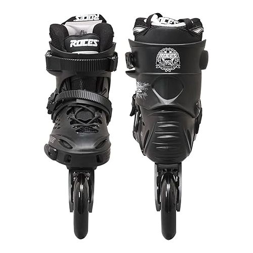  ROCES Men's X35 3X110 TIF Durable Adjustable Maneuverable Outdoor Urban 3 Wheel Freestyle Hard-Boot Inline Racing Skates with Secure Closure System & Invisible Frame,Black/Silver, 9