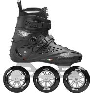 ROCES Men's X35 3X110 TIF Durable Adjustable Maneuverable Outdoor Urban 3 Wheel Freestyle Hard-Boot Inline Racing Skates with Secure Closure System & Invisible Frame,Black/Silver, 9