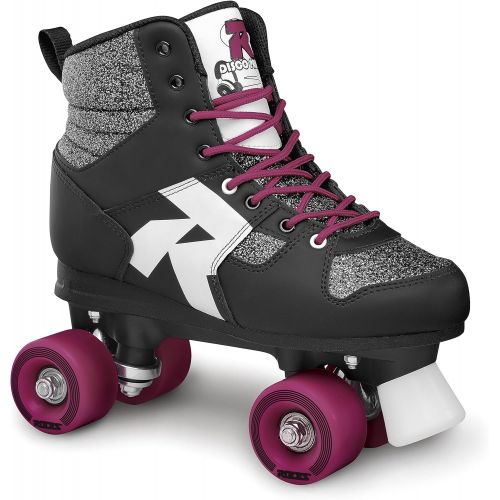  Roces Model Disco Palace Roller Skates, Quad Roller Skates 4 Wheels, Women and Men, White / Black