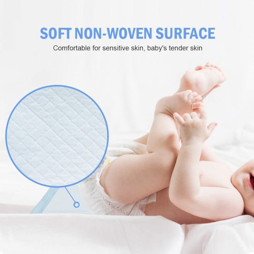  Rocinha Baby Disposable Underpad Disposable Changing Pads for Baby Waterproof Diaper Changing Pad Breathable Underpads Bed Table Protector Mat, 17 Inches x 13 Inches, Pack of 100