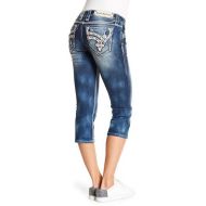 Rock Revival Fleur-de-Lis Button Capri Jeans