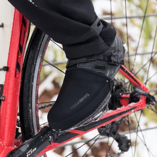  [아마존베스트]RockBros Cycling Bike Shoe Toe Cover Warmer Protector Winter Thermal Black 1 Pair for Men Women