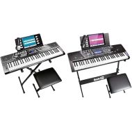 RockJam 61 Key Keyboard Piano Stand With Pitch Bend Kit & 61 Key Keyboard Piano With LCD Display Kit, Stand, Bench, Headphones, Simply App & Keynote Stickers