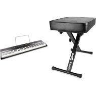 RockJam 88 Key Digital Piano with Full Size Semi-Weighted Keys, Power Supply, Sheet Music Stand, Piano Note Stickers & Simply Piano Lessons & KB100 Adjustable Padded Keyboard Bench, X-Style, Black