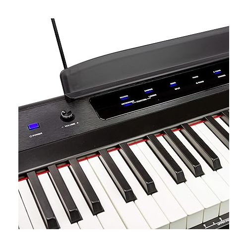  RockJam 88-Key Beginner Digital Piano with Full-Size Semi-Weighted Keys, Power Supply, Simply Piano App Content & Key Note Stickers, Black & KB100 Adjustable Padded Keyboard Bench, X-Style, Black