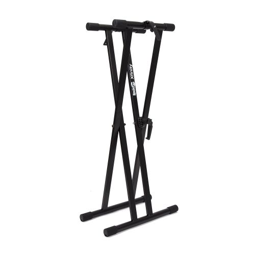  RockJam Xfinity Heavy-Duty, Double-X, Pre-Assembled, Infinitely Adjustable Piano Keyboard Stand with Locking Straps