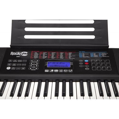  [아마존핫딜][아마존 핫딜] RockJam RJ761 61 Key Electronic Interactive Teaching Piano Keyboard with Stand, Stool, Sustain Pedal and Headphones (RJ761-SK)