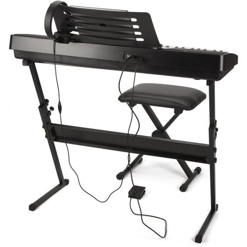  [아마존핫딜][아마존 핫딜] RockJam RJ761 61 Key Electronic Interactive Teaching Piano Keyboard with Stand, Stool, Sustain Pedal and Headphones (RJ761-SK)