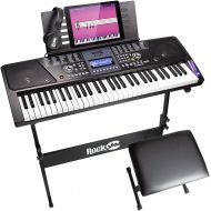 RockJam 61 Key Keyboard Piano With LCD Display Kit, Keyboard Stand, Piano Bench, Headphones, Simply Piano App & Keynote Stickers