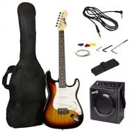 RockJam 6 ST Style Electric Guitar Super Pack with Amp, Gig Bag, Strings, Strap, Picks, Sunburst (RJEG02-SK-SB)