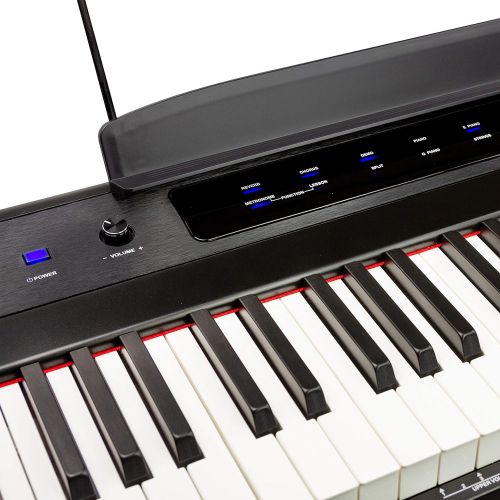  RockJam 88-Key Beginner Digital Piano with Full-Size Semi-Weighted Keys, Power Supply, Simply Piano App Content & Key Note Stickers, Black