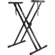 RockJam Xfinity Heavy-Duty, Double-X, Pre-Assembled, Infinitely Adjustable Piano Keyboard Stand with Locking Straps