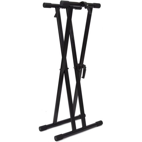  RockJam Xfinity Heavy-Duty, Double-X, Pre-Assembled, Infinitely Adjustable Piano Keyboard Stand with Locking Straps