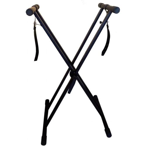 RockJam Xfinity Heavy-Duty, Double-X, Pre-Assembled, Infinitely Adjustable Piano Keyboard Stand with Locking Straps