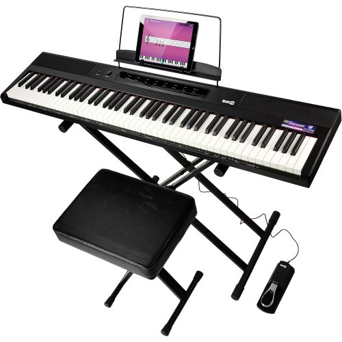  [아마존베스트]RockJam 88-Key Beginner Digital Piano with Full-Size Semi-Weighted Keys, Power Supply, Keyboard Stand, Keyboard Bench, Sustain Pedal, Simply Piano App Content & Key Note Stickers
