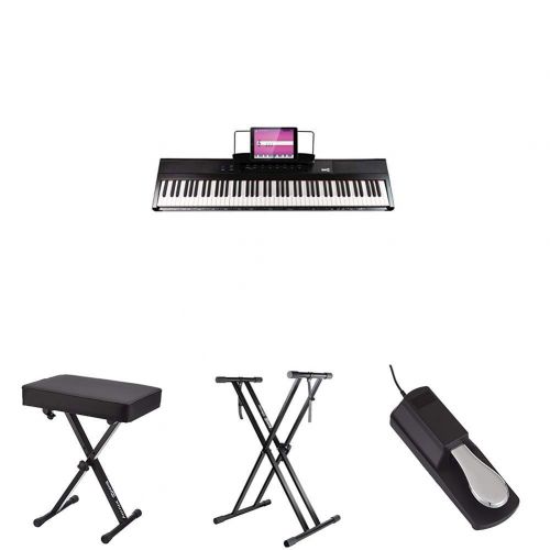  RockJam 88-Key Digital Piano bundle with bench, stand, and pedal