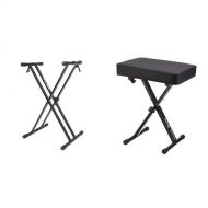 RockJam Xfinity Heavy-Duty, Double-X, Pre-Assembled, Infinitely Adjustable Piano Keyboard Stand with Locking Straps and Keyboard Bench