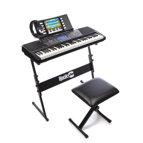  RockJam 61-Key Electronic Keyboard Piano SuperKit with Stand, Stool, Headphones & Power Supply