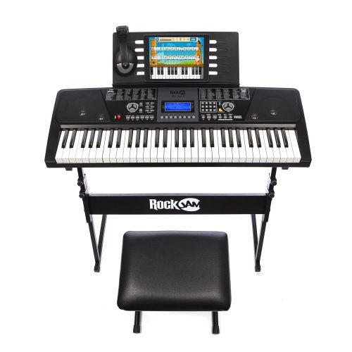  RockJam 61-Key Electronic Keyboard Piano SuperKit with Stand, Stool, Headphones & Power Supply