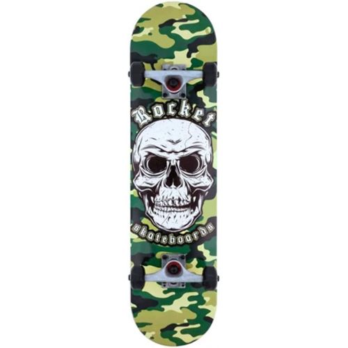  ROCKET Complete Combat Skull Skateboard Unisex Adult, Grey (Camo), 7.75 Inches