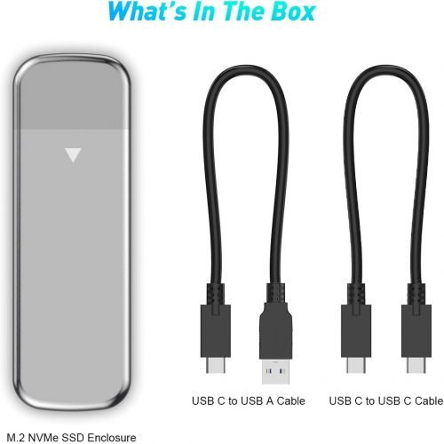 Rocketek M.2 NVMe SSD Enclosure,USB C 3.1 Gen2 10Gbps Aluminum External Hard Disk Enclosure for M/B&M Key NVMe PCIe-based 2230 2242 2260 2280 SSDs,Tool-Free NVMe Hard Drive Reader