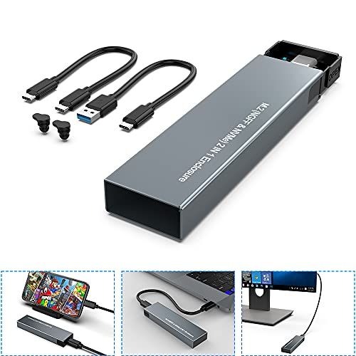  ROCKETEK Aluminum M.2 NVME and SATA NGFF Enclosure Dual Protocol Gen 2 USB 3.1 M.2 SSD External Hard Disk Drive Adapter