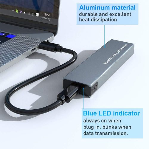  ROCKETEK Aluminum M.2 NVME and SATA NGFF Enclosure Dual Protocol Gen 2 USB 3.1 M.2 SSD External Hard Disk Drive Adapter