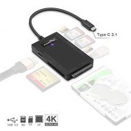 Rocketek USB C to SATA Adapter & USB 3.0 Converter Adapter with 4K HDMI-8 in 1 USB C Docking Station Build-in USB 3.0 CF SD Micro SD Card Reader & USB C to USB 3.0 Hub-for 5 Device