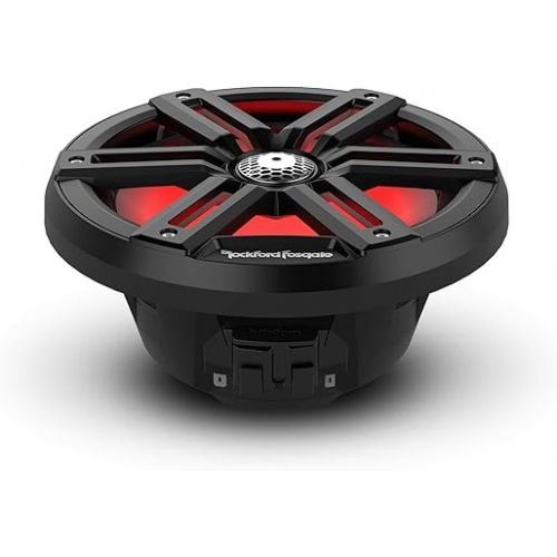  Rockford Fosgate M2-8B Color Optix 8” 2-Way Coaxial Multicolor LED Lighted Marine Speakers -Black/Stainless (Pair)