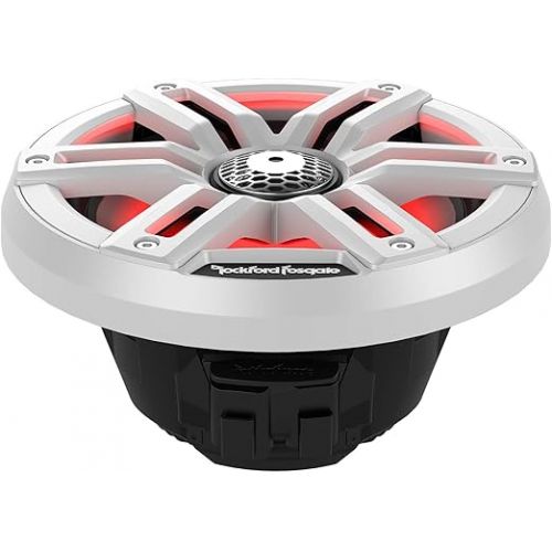  Rockford Fosgate M2-65 Color Optix 6.5” 2-Way Coaxial Multicolor LED Lighted Marine Speakers - White/Stainless (Pair)