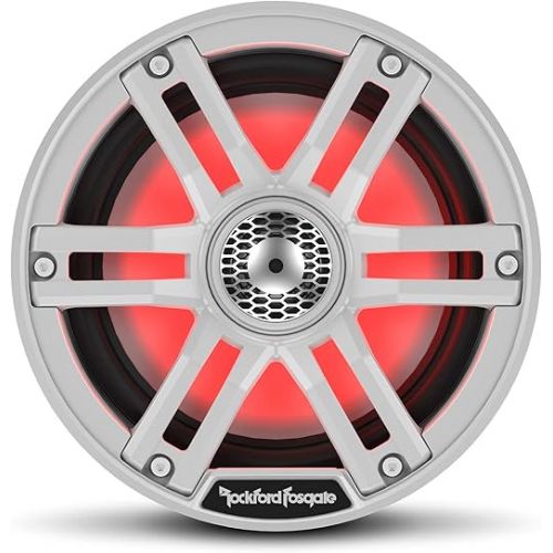 Rockford Fosgate M2-65 Color Optix 6.5” 2-Way Coaxial Multicolor LED Lighted Marine Speakers - White/Stainless (Pair)